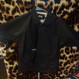 Stussy Black short sleeved windbreaker Button-Up Shirt